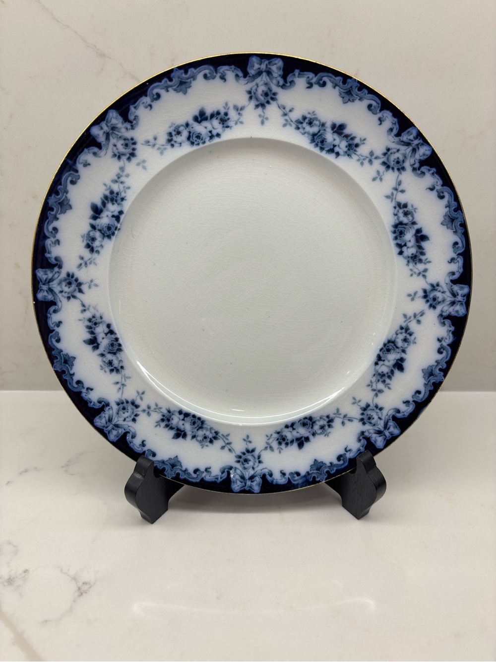 Antique 1910 Albion Pottery Flow Blue Garland 10" Plate Staffordshire